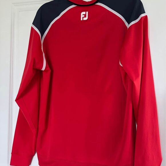 FootJoy FJ 1/2 Zip Wind Tech Pullover Jacket Red Navy Blue Men’s M - Picture 2 of 7